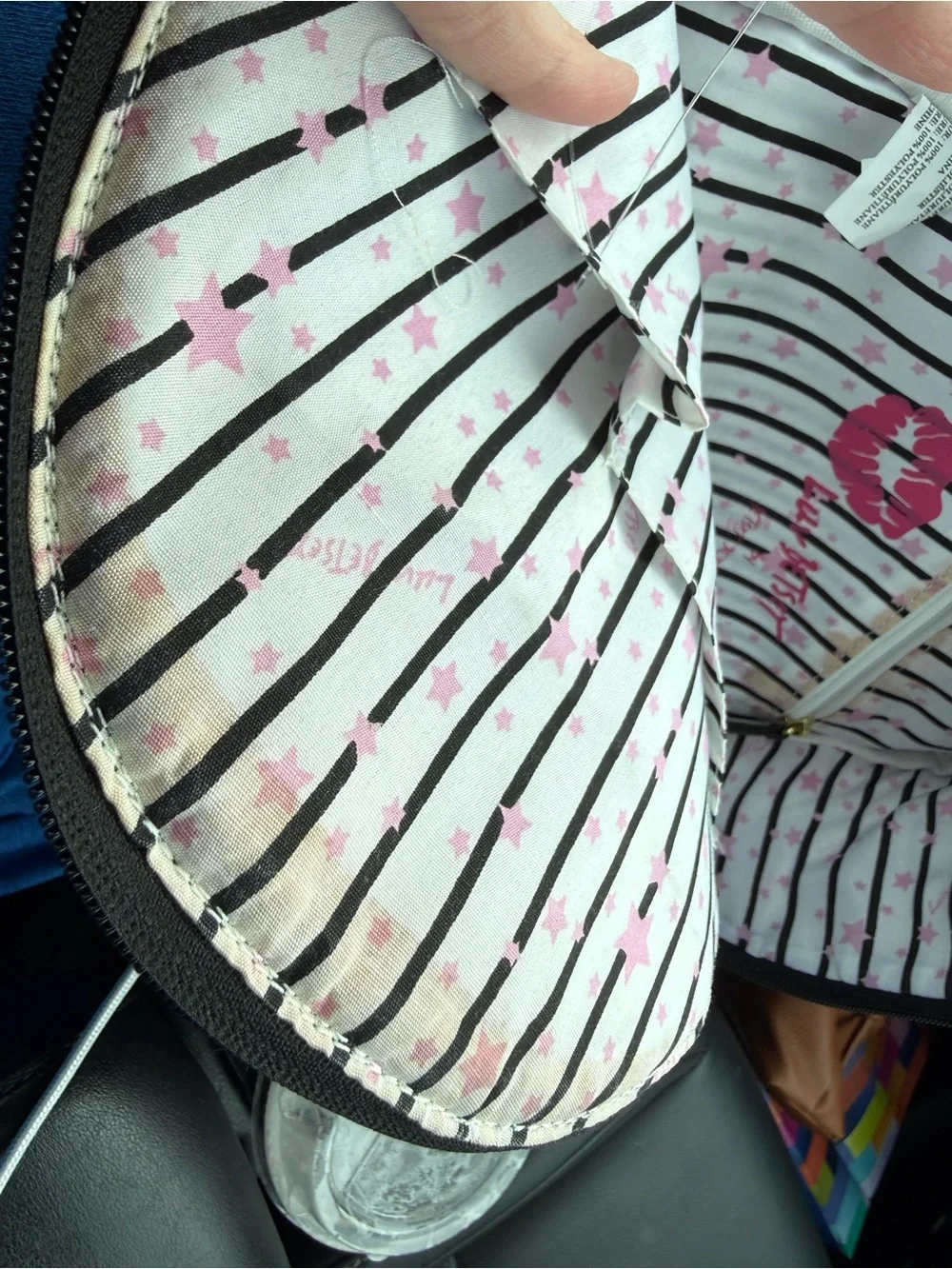 Betsey Johnson whimsical Quilted plaid cat Backpack Purse